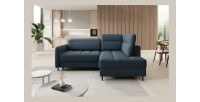 Canapé d’angle droit convertible BARNEA 208 cm bleu foncé avec rangement 