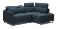 Canapé d’angle droit convertible BARNEA 208 cm bleu foncé avec rangement 