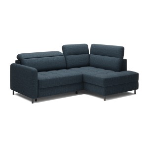 Canapé d’angle droit convertible BARNEA 208 cm bleu foncé avec rangement 