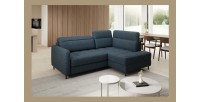 Canapé d’angle droit convertible BARNEA 208 cm bleu foncé avec rangement 