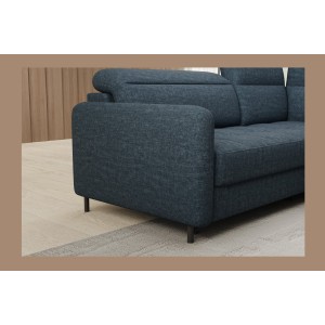 Canapé d’angle droit convertible BARNEA 208 cm bleu foncé avec rangement 