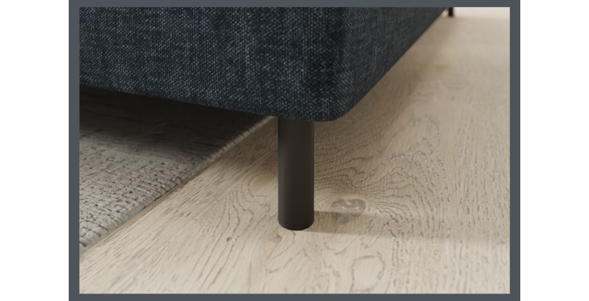 Canapé d’angle droit convertible BARNEA 208 cm bleu foncé avec rangement 