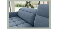 Canapé d’angle droit convertible BARNEA 208 cm bleu marine chiné avec rangement 