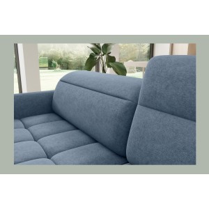 Canapé d’angle droit convertible BARNEA 208 cm bleu marine chiné avec rangement 