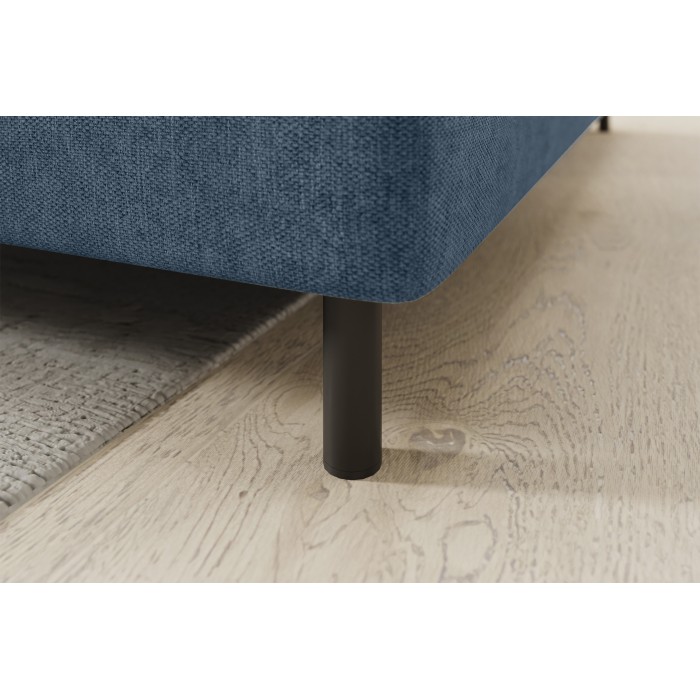 Canapé d’angle droit convertible BARNEA 208 cm bleu marine chiné avec rangement 