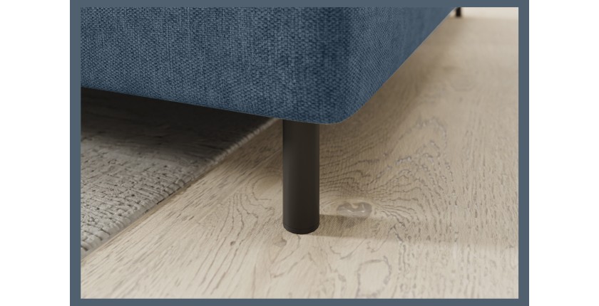 Canapé d’angle droit convertible BARNEA 208 cm bleu marine chiné avec rangement 