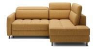Canapé d’angle droit convertible BARNEA 208 cm camel en tissu chenille avec rangement 
