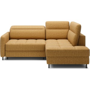 Canapé d’angle droit convertible BARNEA 208 cm camel en tissu chenille avec rangement 