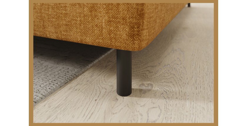 Canapé d’angle droit convertible BARNEA 208 cm camel en tissu chenille avec rangement 