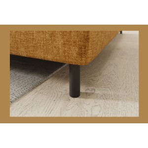 Canapé d’angle droit convertible BARNEA 208 cm camel en tissu chenille avec rangement 