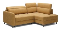 Canapé d’angle droit convertible BARNEA 208 cm camel en tissu chenille avec rangement 