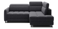 Canapé d’angle droit convertible BARNEA 208 cm gris foncé en tissu chenille avec rangement 