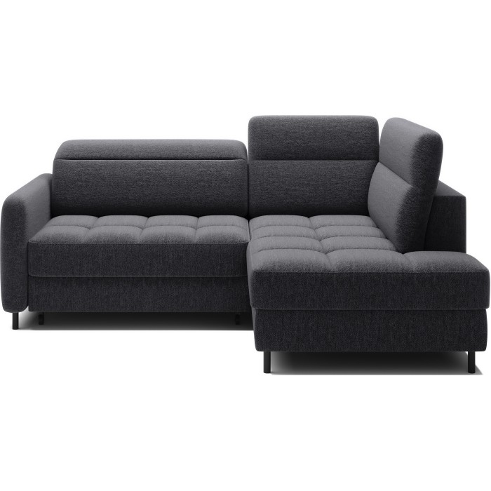 Canapé d’angle droit convertible BARNEA 208 cm gris foncé en tissu chenille avec rangement 