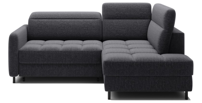 Canapé d’angle droit convertible BARNEA 208 cm gris foncé en tissu chenille avec rangement 