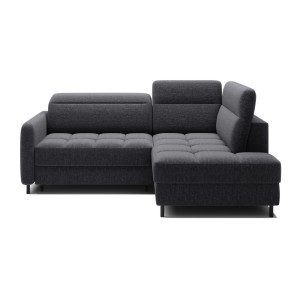 Canapé d’angle droit convertible BARNEA 208 cm gris foncé en tissu chenille avec rangement 