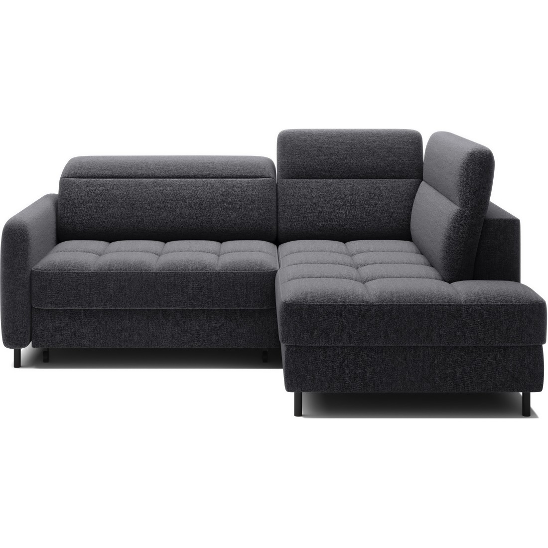 Canapé d’angle droit convertible BARNEA 208 cm gris foncé en tissu chenille avec rangement 