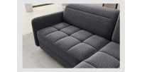 Canapé d’angle droit convertible BARNEA 208 cm gris foncé en tissu chenille avec rangement 