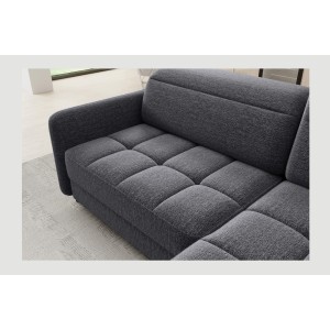 Canapé d’angle droit convertible BARNEA 208 cm gris foncé en tissu chenille avec rangement 