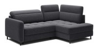 Canapé d’angle droit convertible BARNEA 208 cm gris foncé en tissu chenille avec rangement 