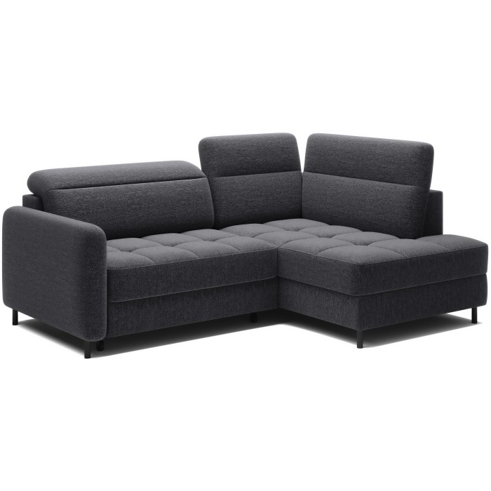 Canapé d’angle droit convertible BARNEA 208 cm gris foncé en tissu chenille avec rangement 