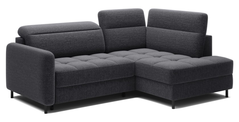 Canapé d’angle droit convertible BARNEA 208 cm gris foncé en tissu chenille avec rangement 