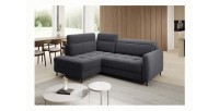 Canapé d’angle droit convertible BARNEA 208 cm gris foncé en tissu chenille avec rangement 