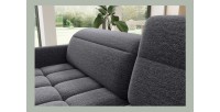 Canapé d’angle droit convertible BARNEA 208 cm gris foncé en tissu chenille avec rangement 