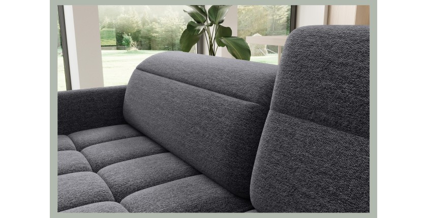 Canapé d’angle droit convertible BARNEA 208 cm gris foncé en tissu chenille avec rangement 