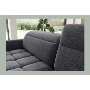 Canapé d’angle droit convertible BARNEA 208 cm gris foncé en tissu chenille avec rangement 