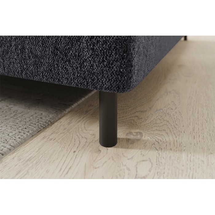 Canapé d’angle droit convertible BARNEA 208 cm gris foncé en tissu chenille avec rangement 