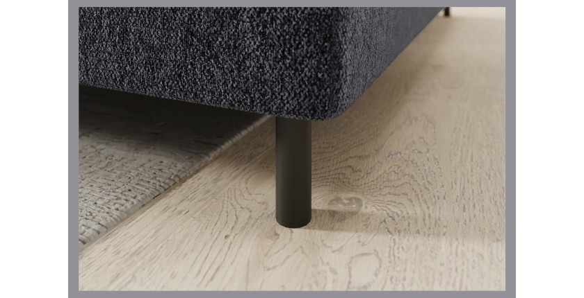 Canapé d’angle droit convertible BARNEA 208 cm gris foncé en tissu chenille avec rangement 