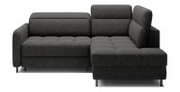 Canapé d’angle droit convertible BARNEA 208 cm gris foncé en tissu chenille avec rangement 
