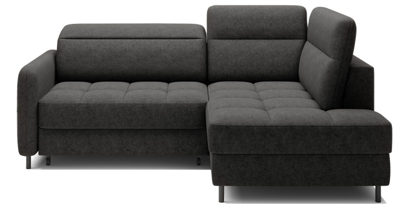 Canapé d’angle droit convertible BARNEA 208 cm gris foncé en tissu chenille avec rangement 