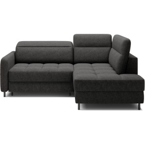 Canapé d’angle droit convertible BARNEA 208 cm gris foncé en tissu chenille avec rangement 