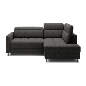 Canapé d’angle droit convertible BARNEA 208 cm gris foncé en tissu chenille avec rangement 