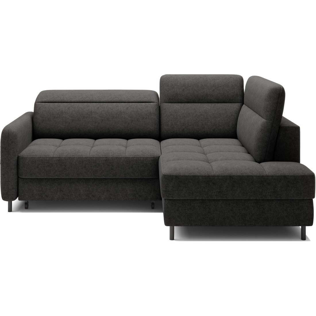 Canapé d’angle droit convertible BARNEA 208 cm gris foncé en tissu chenille avec rangement 