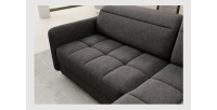 Canapé d’angle droit convertible BARNEA 208 cm gris foncé en tissu chenille avec rangement 