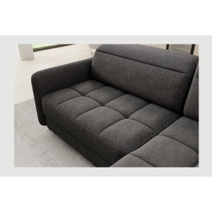 Canapé d’angle droit convertible BARNEA 208 cm gris foncé en tissu chenille avec rangement 
