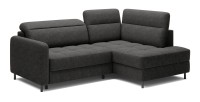 Canapé d’angle droit convertible BARNEA 208 cm gris foncé en tissu chenille avec rangement 