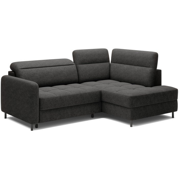 Canapé d’angle droit convertible BARNEA 208 cm gris foncé en tissu chenille avec rangement 