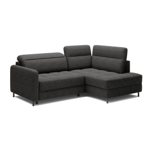 Canapé d’angle droit convertible BARNEA 208 cm gris foncé en tissu chenille avec rangement 