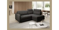 Canapé d’angle droit convertible BARNEA 208 cm gris foncé en tissu chenille avec rangement 