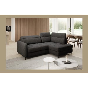 Canapé d’angle droit convertible BARNEA 208 cm gris foncé en tissu chenille avec rangement 