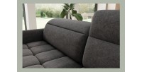 Canapé d’angle droit convertible BARNEA 208 cm gris foncé en tissu chenille avec rangement 