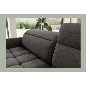 Canapé d’angle droit convertible BARNEA 208 cm gris foncé en tissu chenille avec rangement 