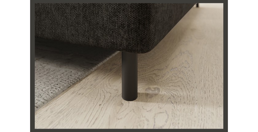 Canapé d’angle droit convertible BARNEA 208 cm gris foncé en tissu chenille avec rangement 