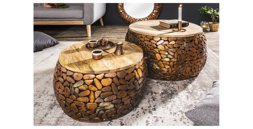 Tables basses gigognes GALEA avec motifs mosaïc mises en situation