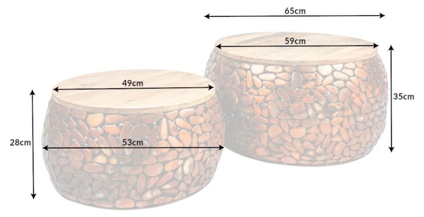 Tables basses gigognes GALEA avec motifs mosaïc dimensions