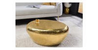Mesa baja GALEA dorada en aluminio martillado – Diseño orgánico contemporáneo