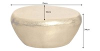 Mesa baja GALEA dorada en aluminio martillado – Diseño orgánico contemporáneo